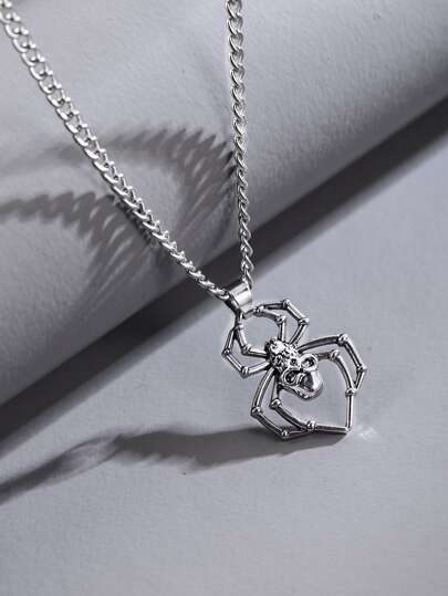 1入組朋克風格復古蜘蛛頭骨吊墜項鍊，適用於派對和日常生活