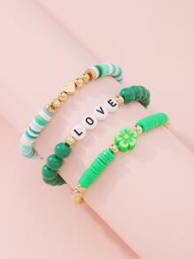 3 cái Thư Chi Tiết Hoa Trang Trí Vòng Tay Cườm - màu xanh lá - Xem 2