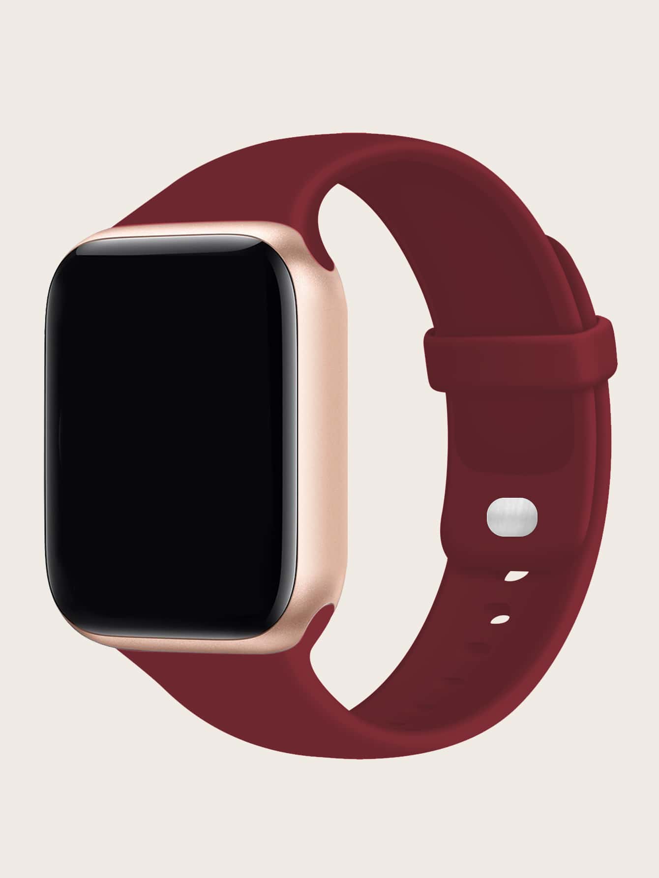 Plain Silicone Watchband Compatible With Apple Watch - Burgundy - View 1