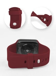 Plain Silicone Watchband Compatible With Apple Watch - Burgundy - View 3