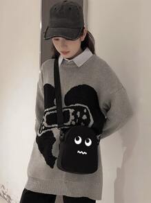 Túi đeo chéo mini thiết kế hoạt hình có khóa kéo thời trang nhẹ cho nữ đi học đi làm đi làm văn phòng kỷ niệm cho cặp đôi làm quà tặng sinh nhật vào ngày lễ tình nhân quà tặng cho giáo viên túi đeo bên hông điện thoại cho phụ nữ ví ví ví - màu đen - Xem 8