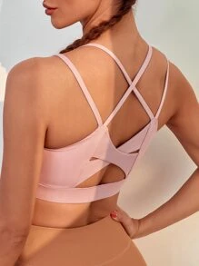 Sovereign Charm Sujetador deportivo soporte medio con tira cruzada - Rosa Pálido - Ver 5