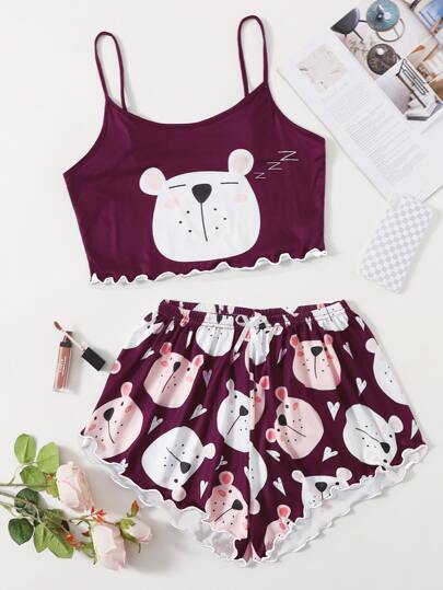 Set pigiama con bretelle sottile grafica fumetto