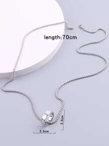 Fashionable and Popular Men Circle Charm Necklace Stainless Steel for Jewelry Gift and for a Stylish Look - Silver - View 3