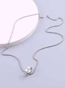 Fashionable and Popular Men Circle Charm Necklace Stainless Steel for Jewelry Gift and for a Stylish Look - Silver - View 4