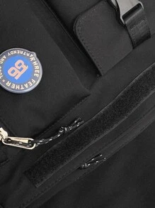 Men Patch Detail Release Buckle Decor Messenger Bag - Black - View 7