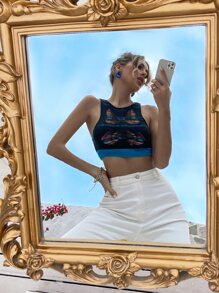 Áo dệt kim nữ Khối Màu Giải trí - màu đen - Xem 6