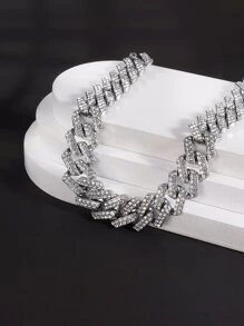 Hip Hop para Mujeres Hombres hip-hop collar de cadena de diamantes de imitación perfecto regalo de joyería para fiesta aleación para fiesta - Plateado - Ver 2