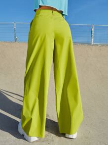 Muchica 高腰闊腿褲 - 青檸色 - 查看 2