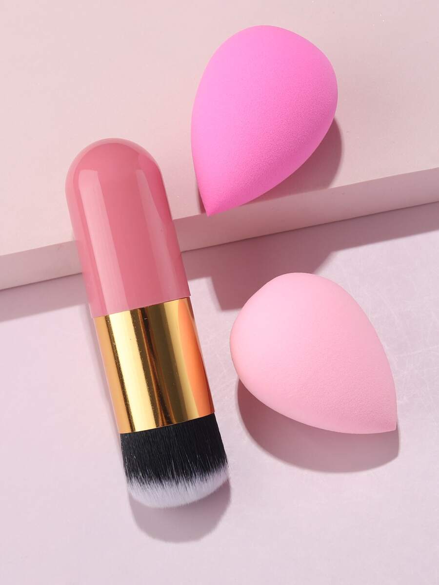 1 Miếng Bàn chải đánh phấn nền Mũm mĩm Cọ trang điểm Cọ trang điểm Kabuki Du lịch Cọ phấn phủ Đối với Pha trộn Chất lỏng , Kem Hoặc Bột Mỹ phẩm & 2 Miếng Trang điểm Máy xay Bọt biển - Nhiều màu - Xem 1