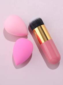 1 Miếng Bàn chải đánh phấn nền Mũm mĩm Cọ trang điểm Cọ trang điểm Kabuki Du lịch Cọ phấn phủ Đối với Pha trộn Chất lỏng , Kem Hoặc Bột Mỹ phẩm & 2 Miếng Trang điểm Máy xay Bọt biển - Nhiều màu - Xem 2