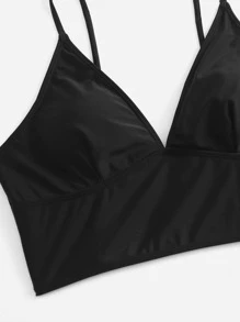 SHEIN Swim Curve Plus Solid Bikini Top