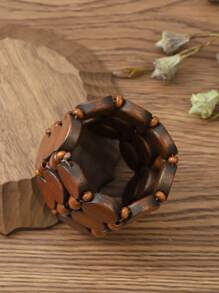 Vòng đeo tay bằng gỗ màu ngẫu nhiên - Cà phê nâu - Xem 3