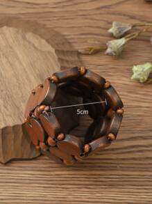 Vòng đeo tay bằng gỗ màu ngẫu nhiên - Cà phê nâu - Xem 4