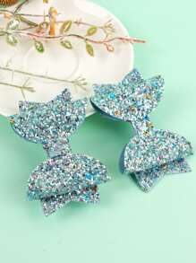 4PCS(2pcs) Glitter Bow Hair Bows For Girls, Hair Clip Suitable For Daily And Party Occasions Hairpins - Multicolor - View 4