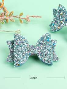 4PCS(2pcs) Glitter Bow Hair Bows For Girls, Hair Clip Suitable For Daily And Party Occasions Hairpins - Multicolor - View 5