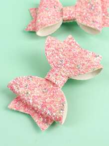 4 件（2 件）闪光蝴蝶结发夹，适合女孩，发夹适合日常和派对场合