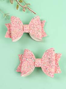 4 件（2 件）闪光蝴蝶结发夹，适合女孩，发夹适合日常和派对场合