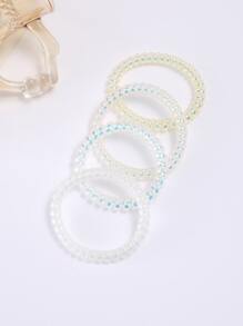 4pcs Solid Spiral Hair Tie