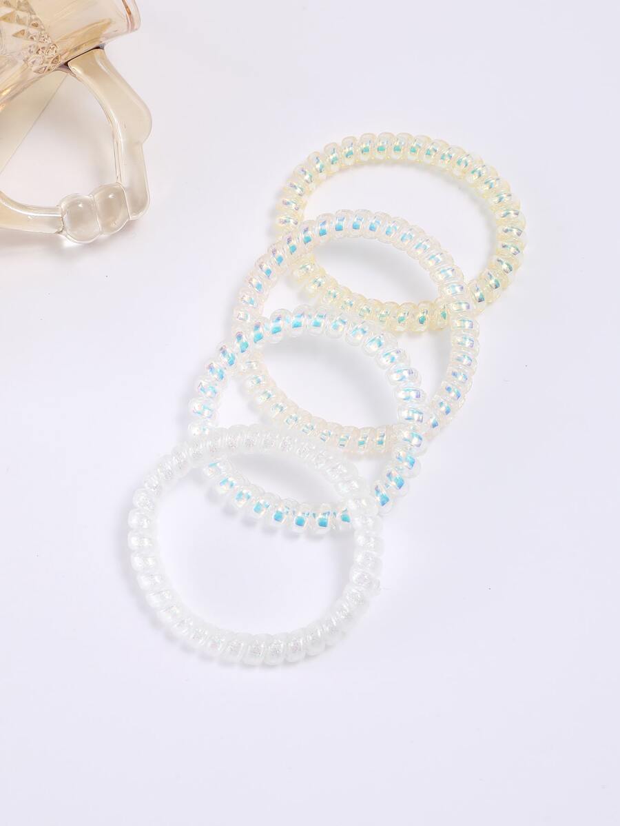 4pcs Solid Spiral Hair Tie