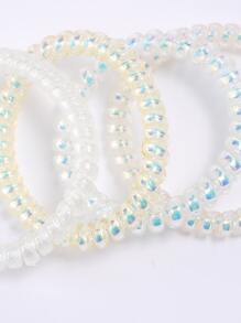 4pcs Solid Spiral Hair Tie