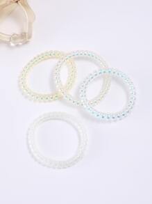 4pcs Solid Spiral Hair Tie