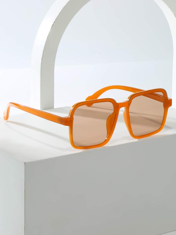 Korean Style Square Versatile Fashion Glasses, Casual Women Fashion Glasses Beach Accessories For Women Glasses Shades For Summer Beach Vacation,Outdoor,Travel - Orange - View 2