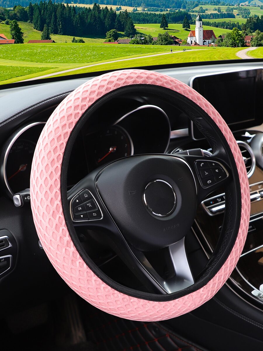 Bọc vô lăng ô tô màu trơn - Hồng - Xem 1