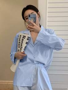 豎條紋西裝領襯衫