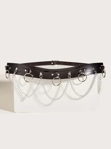 135CM Steampunk Round Charm Plus Size Corset Belt for Coats and Dresses - Black - View 2