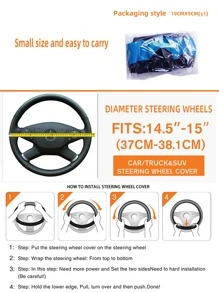 3pcs Car Steering Wheel Cover & Handbrake & Gear Shift Cover - Blue - View 5