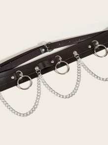 135CM Steampunk Round Charm Plus Size Corset Belt for Coats and Dresses - Black - View 5