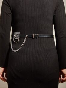 135CM Steampunk Round Charm Plus Size Corset Belt for Coats and Dresses - Black - View 8