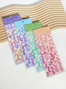 1入組圖案印花隨機貼紙 - 彩色 - 查看 2