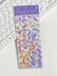 1入組圖案印花隨機貼紙 - 彩色 - 查看 5