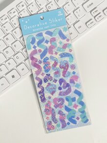 1入組圖案印花隨機貼紙 - 彩色 - 查看 7