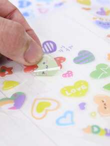 1pc Cartoon Heart Pattern Random Sticker - Multicolor - View 8