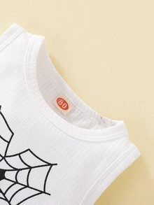 嬰兒蜘蛛網印花背心上衣和荷葉邊腰帶半身裙 - 藍白色 - 查看 5