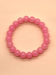 Glass Beaded Bracelet - Pink - View 1