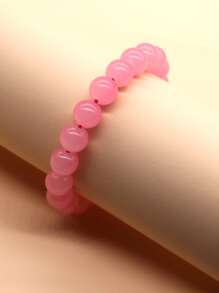 Glass Beaded Bracelet - Pink - View 3