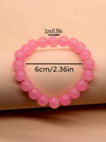 Glass Beaded Bracelet - Pink - View 4
