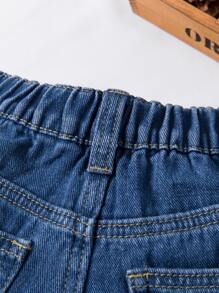 小女童卷邊牛仔短褲 - 中等水洗藍 - 查看 6