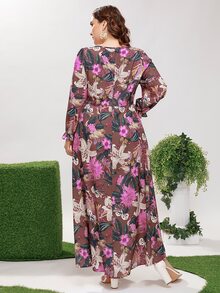 Calvaya Đầm Plus Size Xù Hoa Boho - Nhiều màu - Xem 2