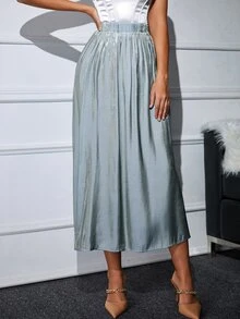 Modelyn 1入組彈性腰帶金屬亮絲半身裙 - 薄荷藍 - 查看 6