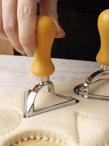 1 Pieza Molde Triangular Para Ravioles De Aleación De Zinc Para Cocina Con Mango De Plástico/madera, Cortador De Pasta Triangular Opcional - Multicolor - Ver 2