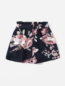 SHEIN 女孩印花紙袋腰附腰帶短褲 - 彩色 - 查看 2