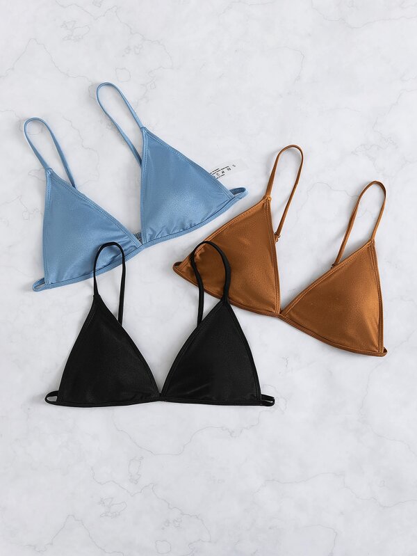 Swim Basics Summer Beach 3pack Plain Triangle Bikini Top