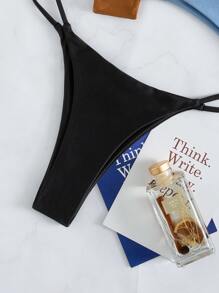 SHEIN Swim 3件素色丁字褲泳衣下裝 - 彩色 - 查看 5