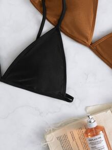 Swim Basics Summer Beach 3pack Plain Triangle Bikini Top - Multicolor - View 4