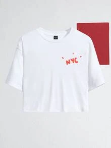 Abbicreates Studio 建築和字母圖案落肩T恤 - 白色 - 查看 2